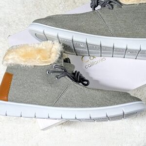 Gray Fur-Lined Sneakers
